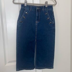 Women's Blue Stretch Denim Skirt